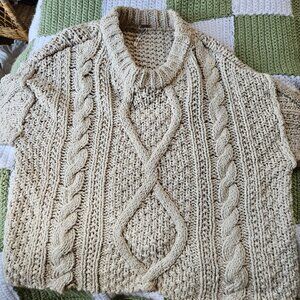 Free People "Cutting Edge" Cream cable knit sweater, New w/ tags